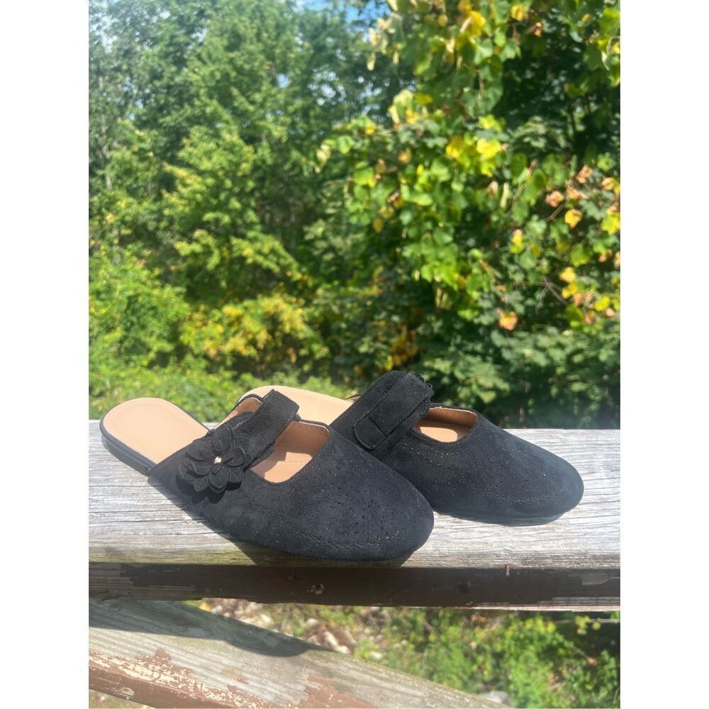 No Brand Black Faux Suede Mules Sz 42 (11.5) NIB